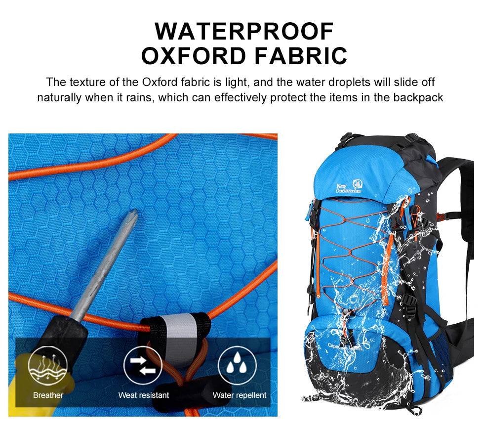 65L Waterproof Climbing Backpack for Hiking and Camping