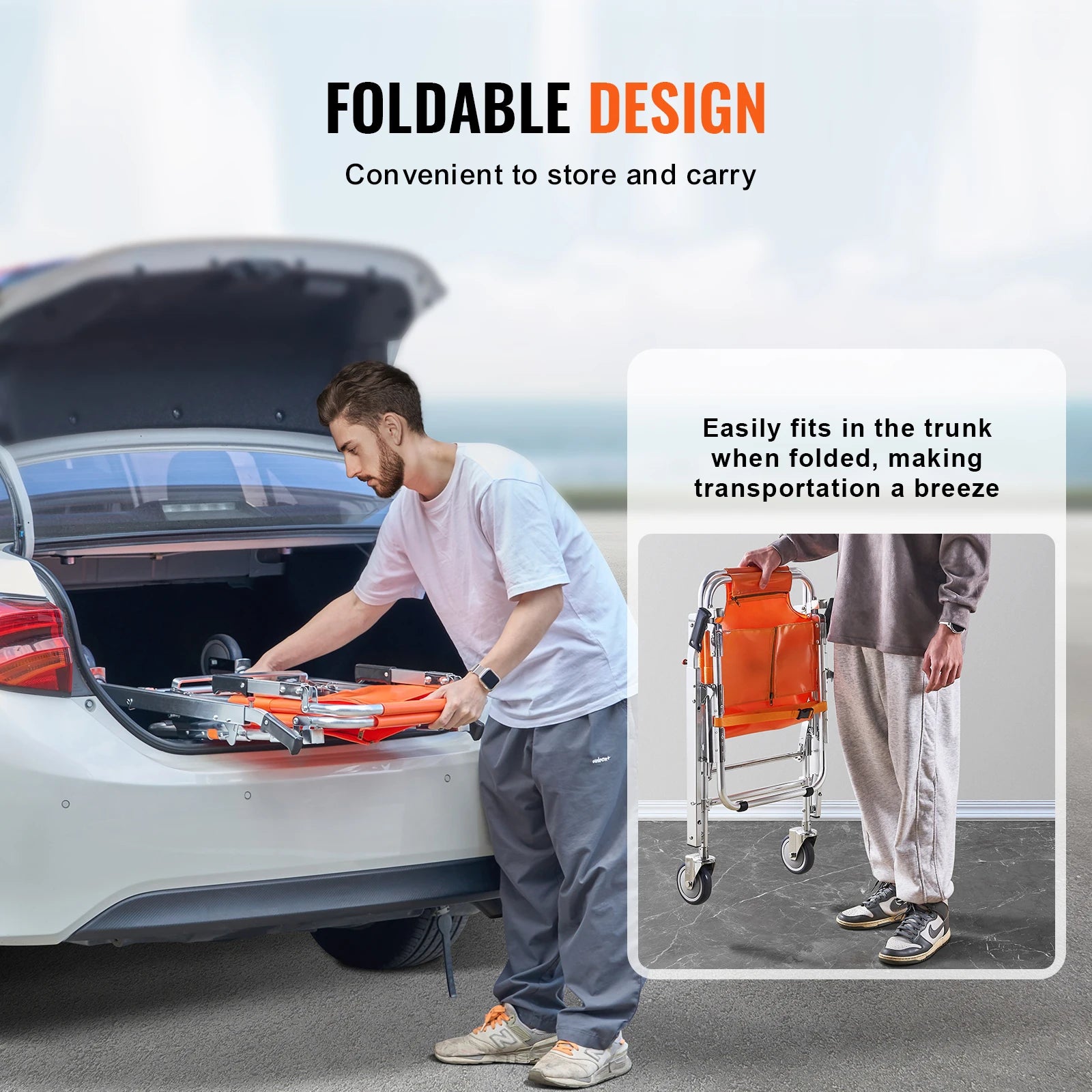 Foldable EMS Stair Climbing Chair 350lbs Evacuation Wheelchair