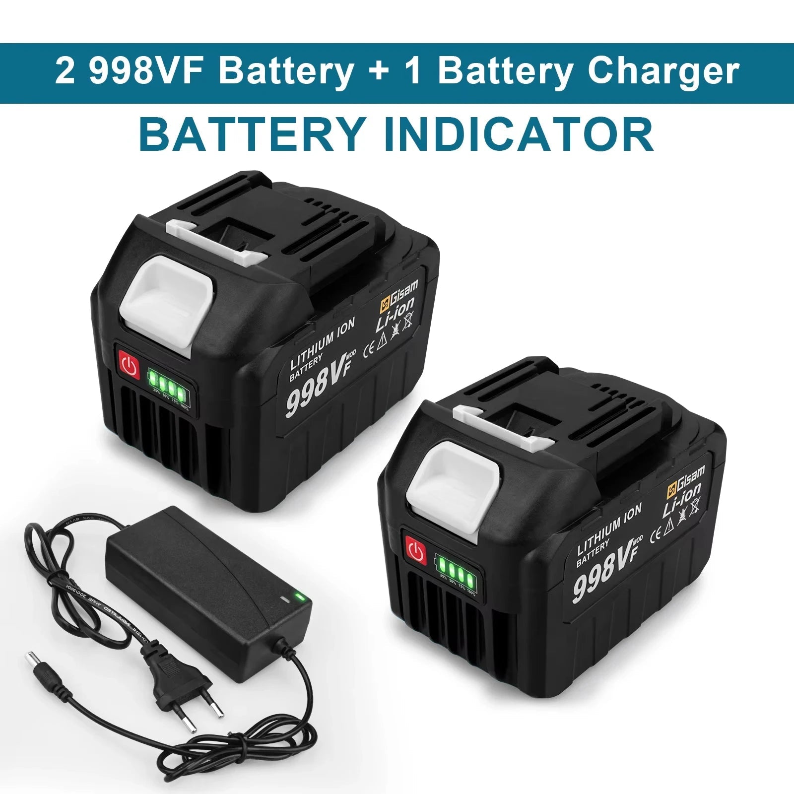 Gisam Rechargeable Battery 22500mAh 15000mAh Lithium Ion Battery 198VF 398VF 928VF Li-ion Battery For Makita 18v battery Pin