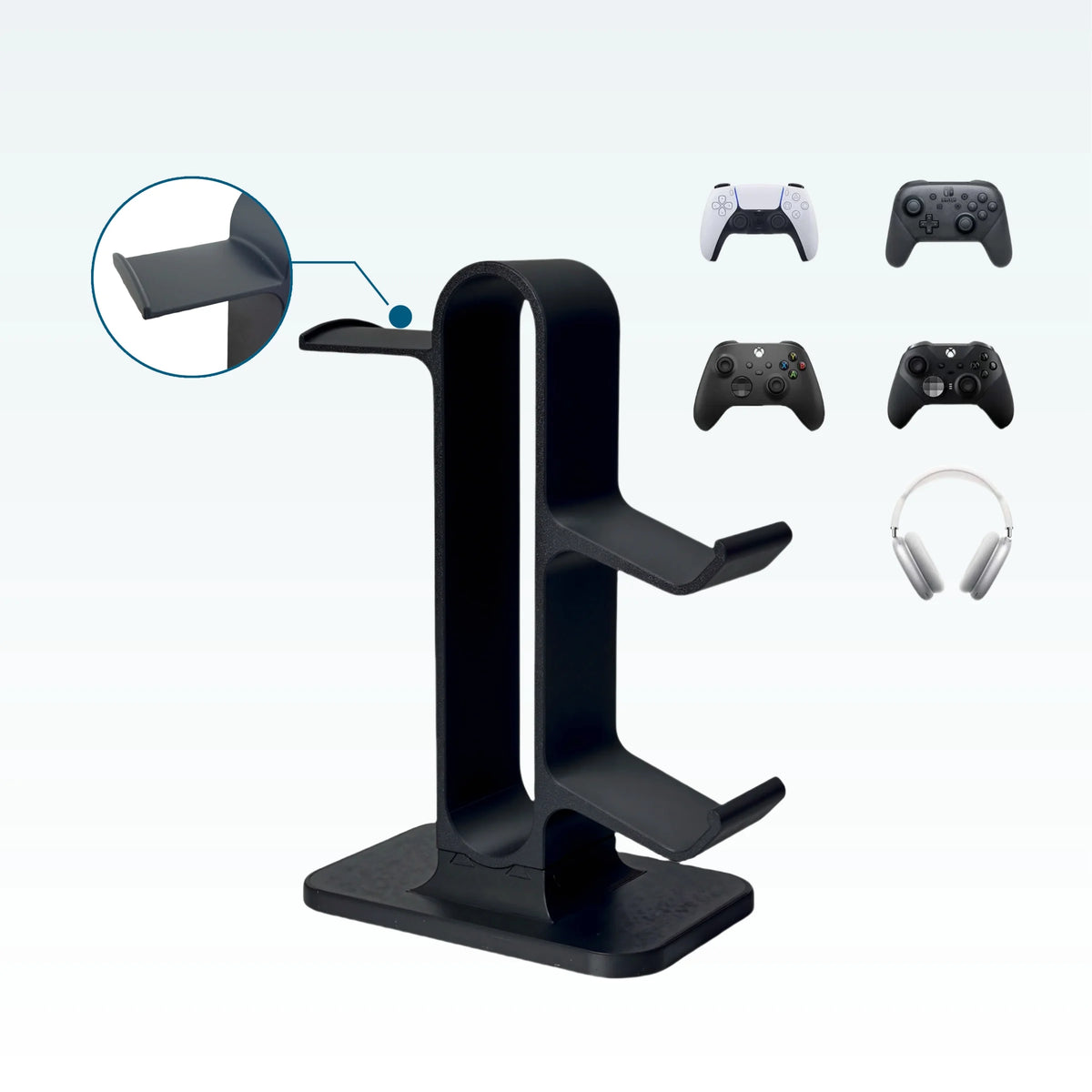 Supporto da scrivania per cuffie e due controller