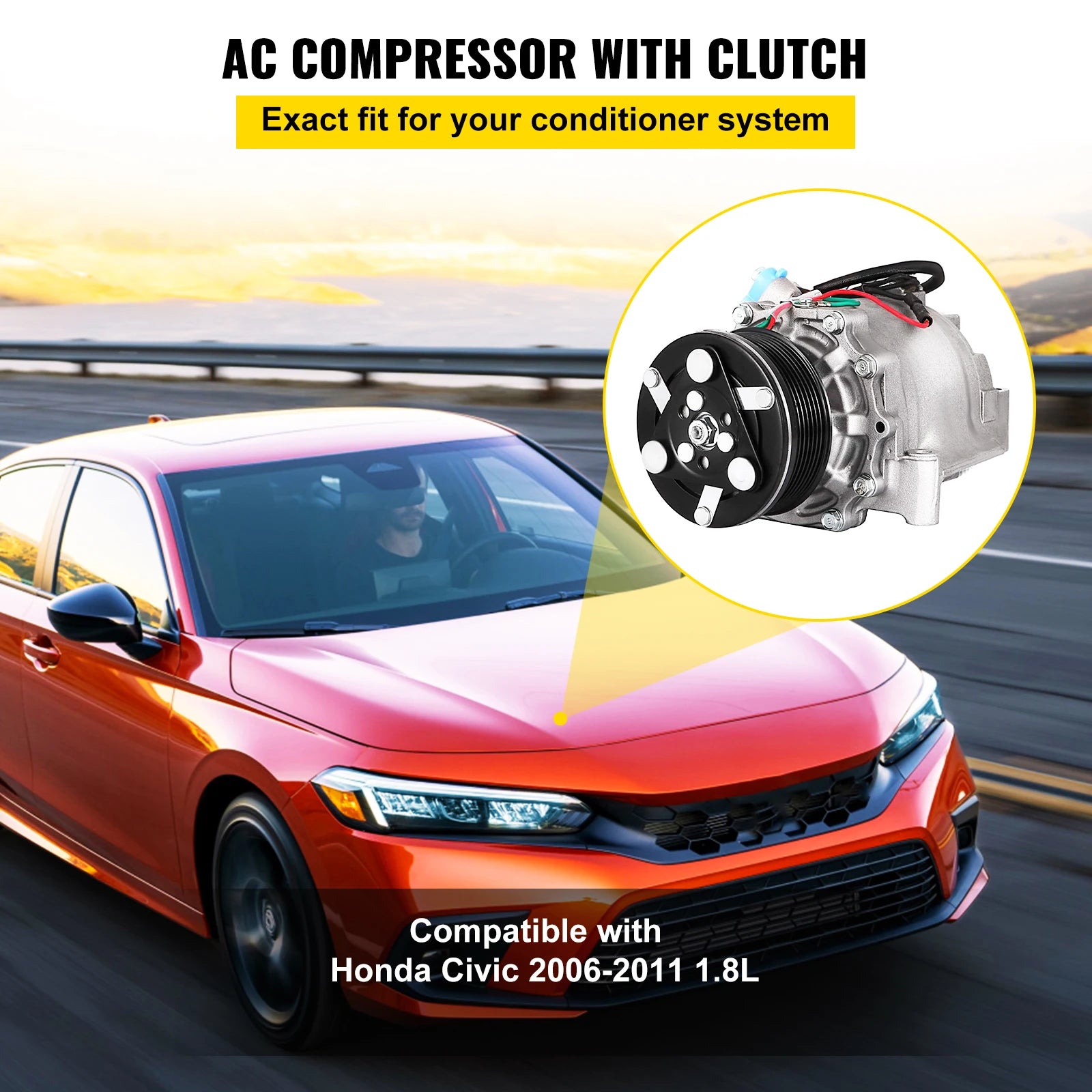 Kompresor klimatizace pro Honda Civic 2006–2011 1.8L s spojkou