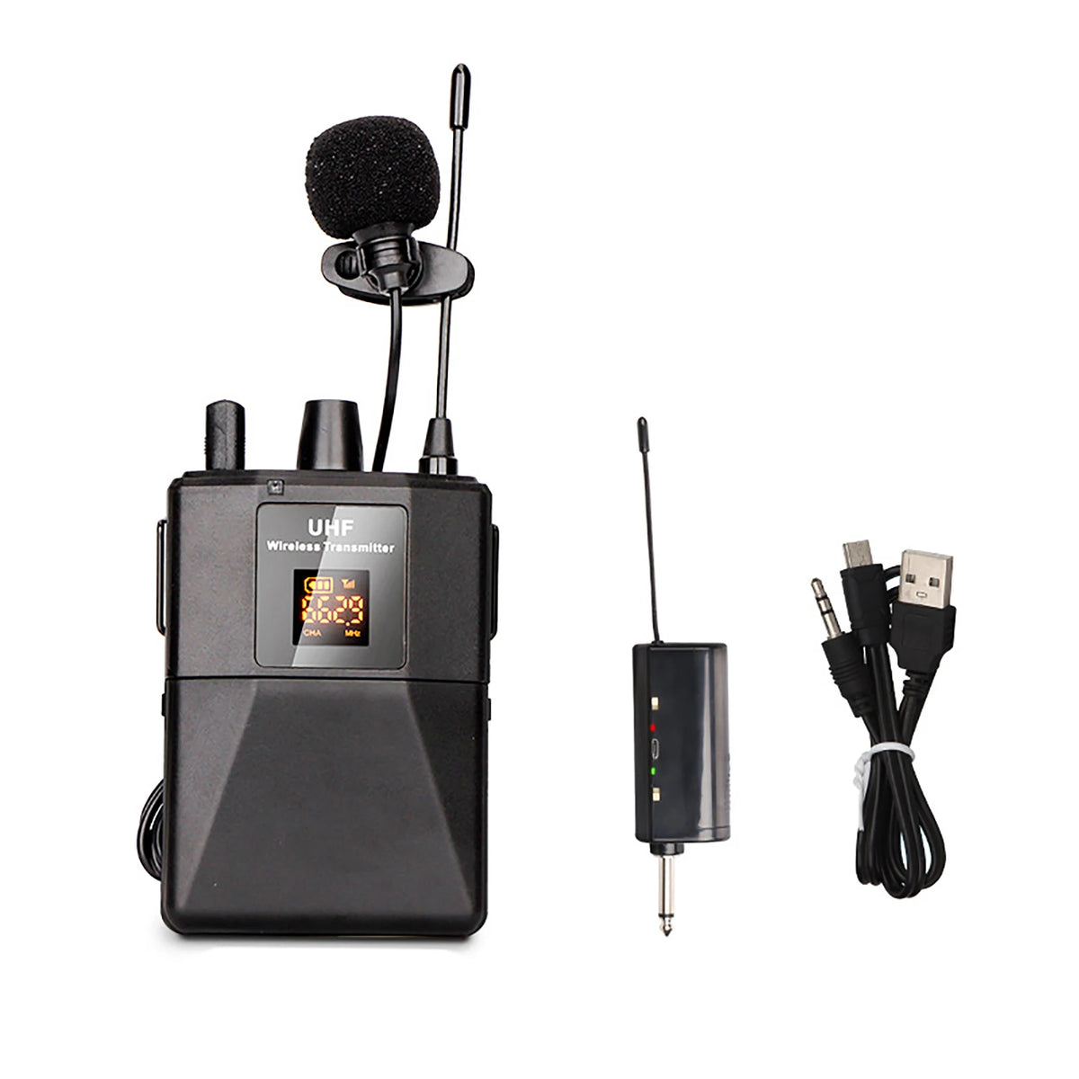 Microfone de lapela sem fios com auricular para ensino