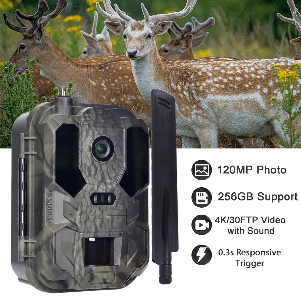 4K 4G Wildlife Trail Camera with 0.2s Trigger and Night Vision