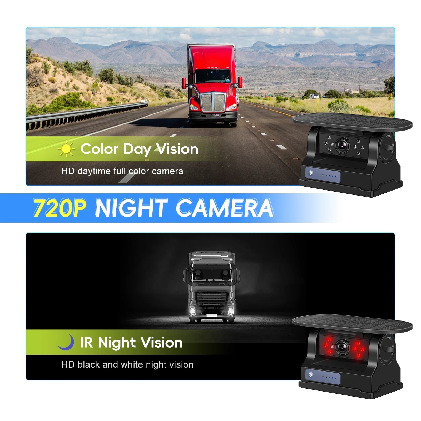 Leekooluu WiFi HD Car Camera Wireless Solar Panel 720P Infrared Night Vision Magnetic Camera IP67 Waterproof Front Rear View DVR