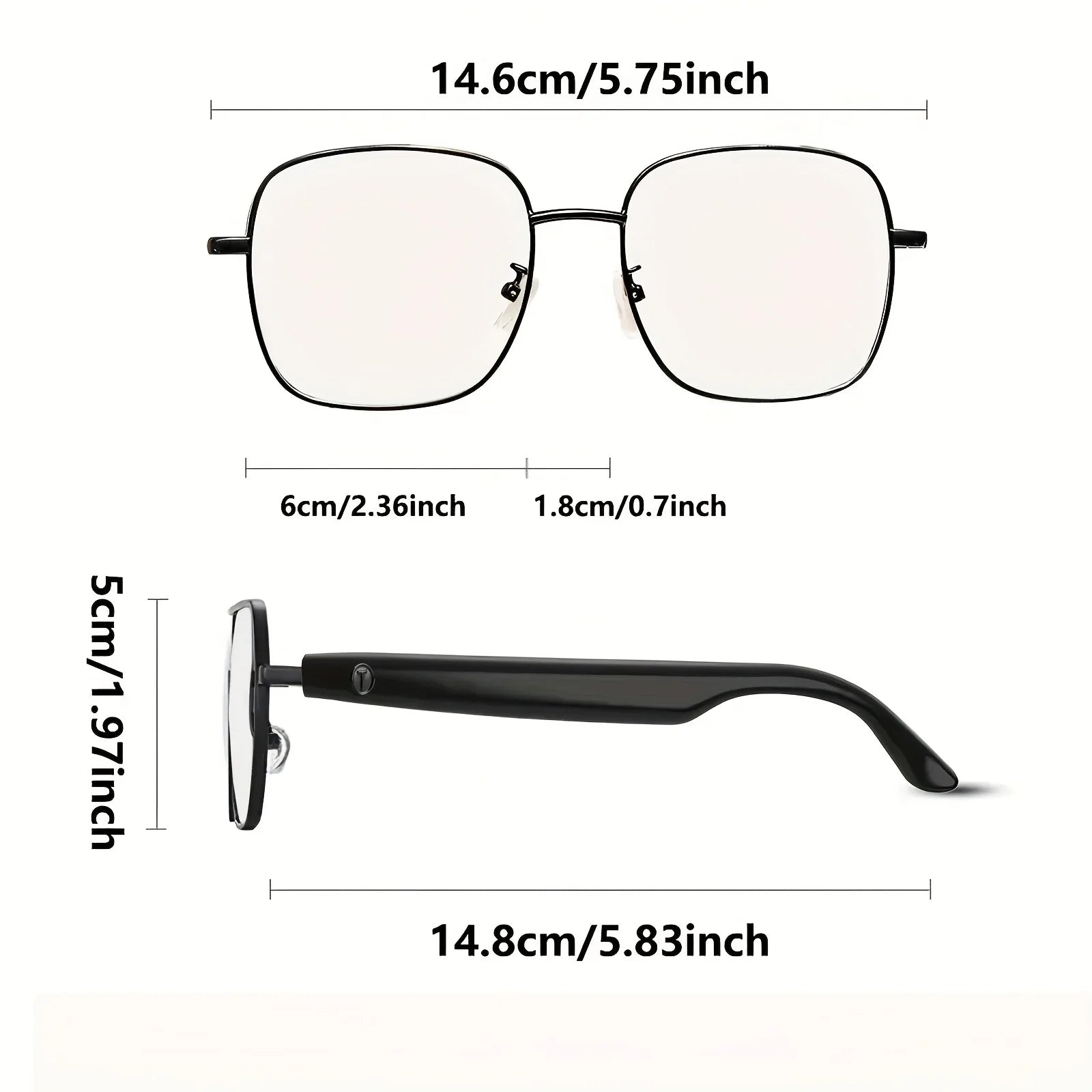 Óculos inteligentes com IA que suportam tradução em tempo real em 164 idiomas; óculos de áudio multifuncionais com microfone e altifalante integrados; lentes com escurecimento automático