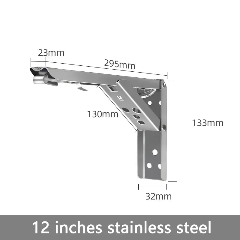 Folding Shelf Brackets, Black or Steel Finish, Pair