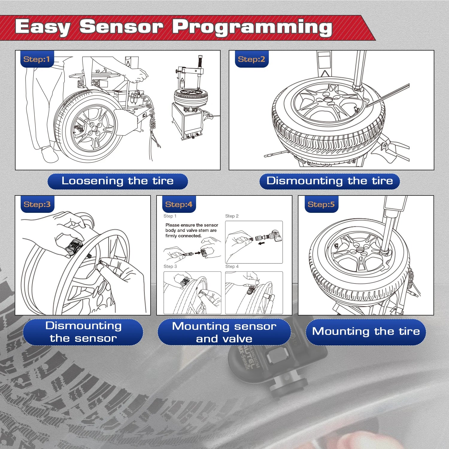 Autel MX TPMS-sensor 2-i-1 315MHz & 433MHz klonbar