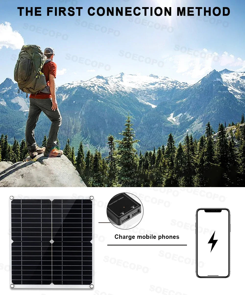 SOECOPO 7000W Solar Power Kit with 100A Controller & 300W Panel Inverter 12V to 110V/220V for Home/Camping/RV/Emergency Backup