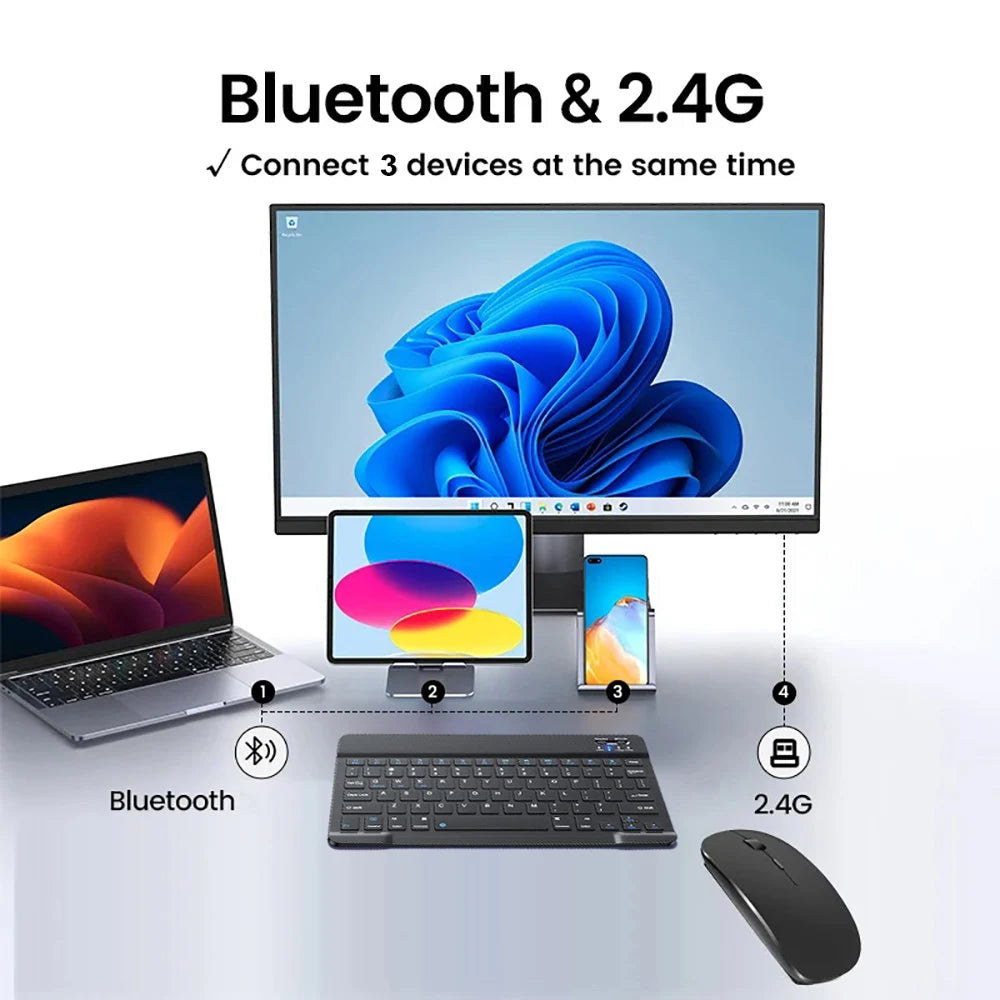 Compact Rechargeable Bluetooth Keyboard, English Layout