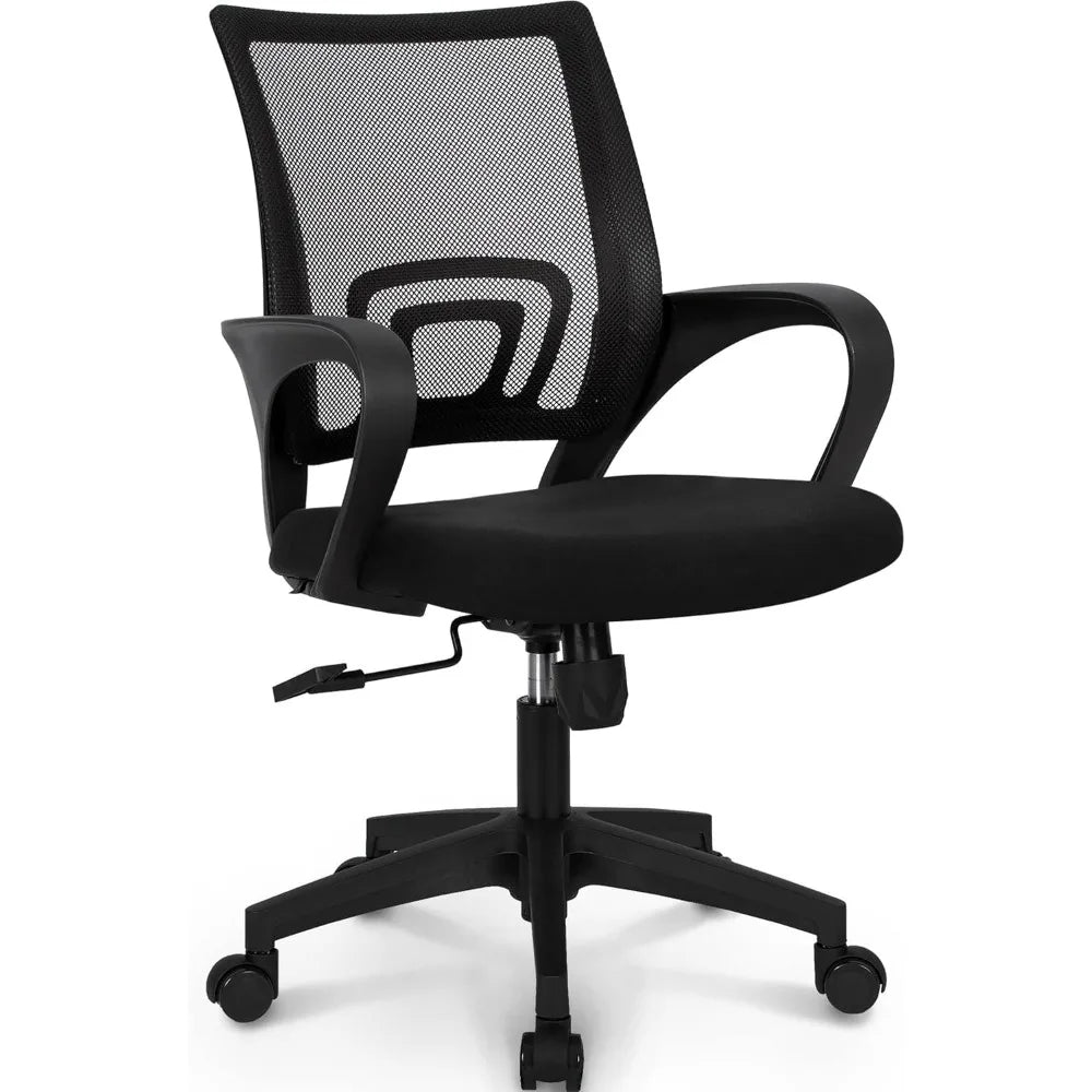 Black Mesh Office Chair with Lumbar Support, Swivel & Adjustable Height