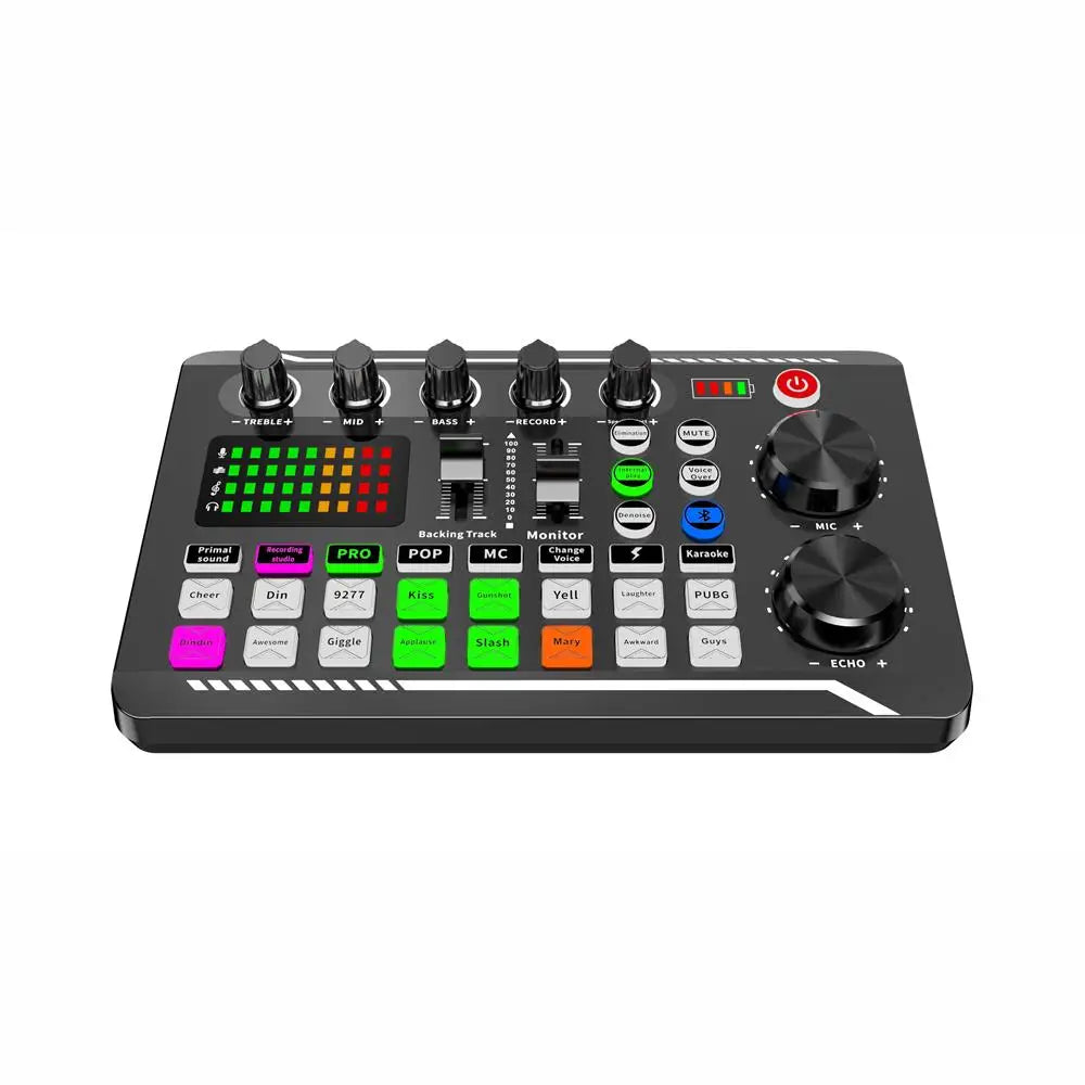Live Sound Card And Audio Interface With DJ Mixer Effects Voice Changer Bluetooth-compatible Mixer For Live Streaming Singing