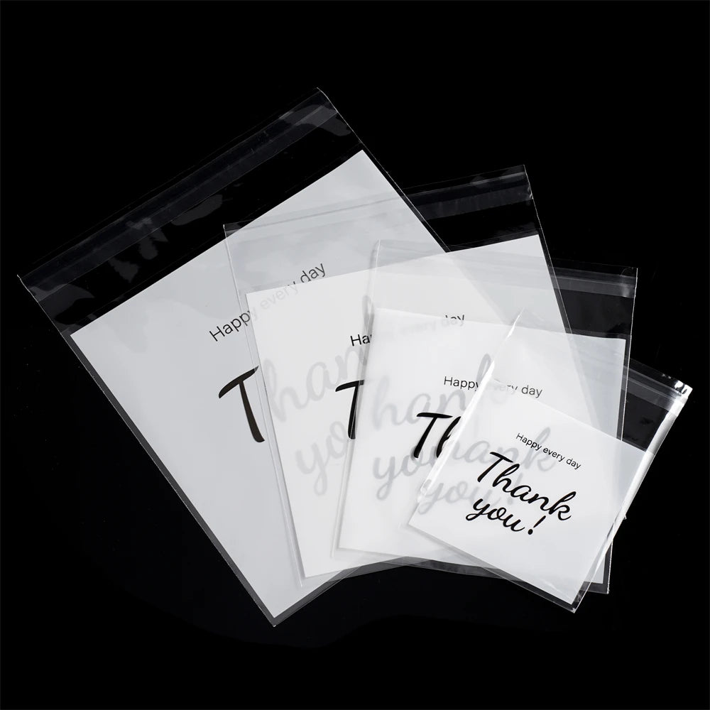 100pcs/lot plastične vrećice Hvala samoljepljive vrećice za domaće poklone za zabave perle naušnice vrećica DIY vrećica za pakiranje nakita