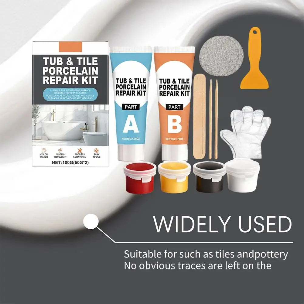 Tile Repair Agent Kit Paste Tile Ceramic Porcelain Repair Marble Floor Toilet Washbasin Crack Damage Break Fracture Caulk Repair