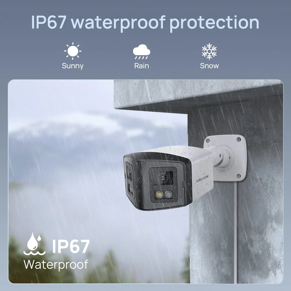 VIKYLIN Hikvision Compatible 4MP Dual Lens IP Camera 180 Panoramic POE Security IP Camera Two-Way Audio Video Surveillance CCTV