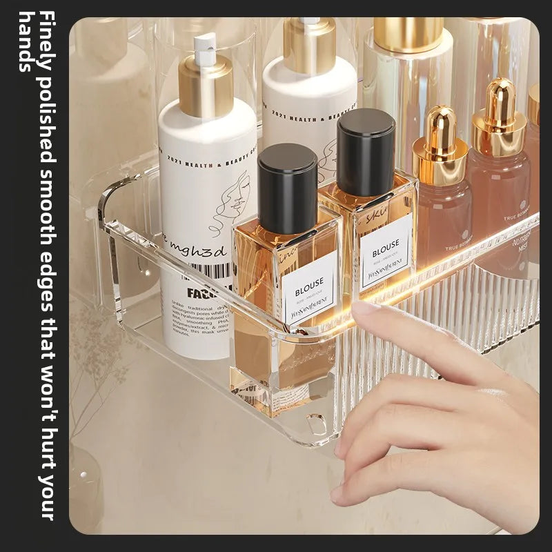Wall Mounted Cosmetic and Skincare Storage Rack for Bathroom No Need for Drilling Multi Functional Kitchenbathroom Storage Rackr