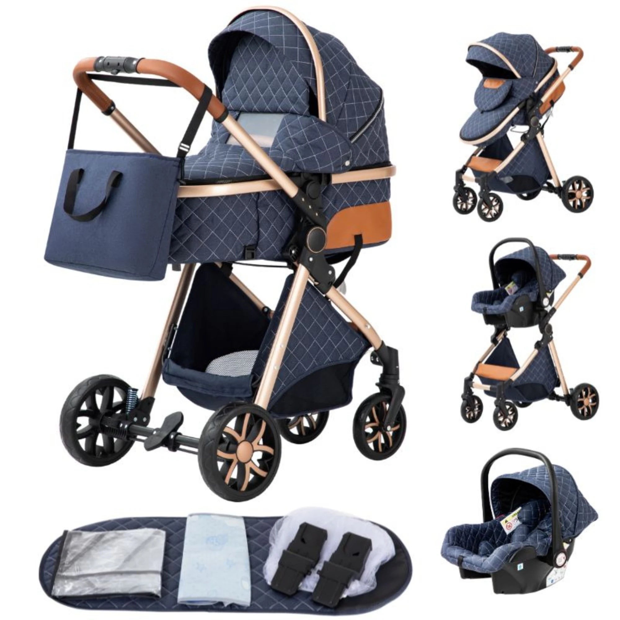 Luxury 3‑in‑1 Baby Stroller High‑Landscape Travel System