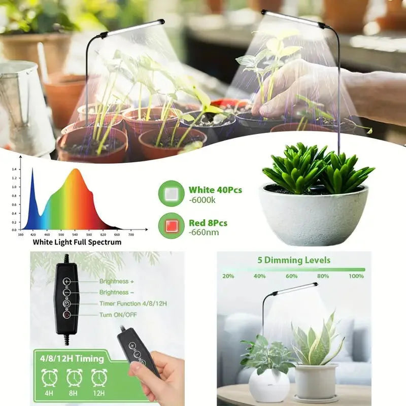 USB LED Grow Light with Timer and Adjustable Brightness