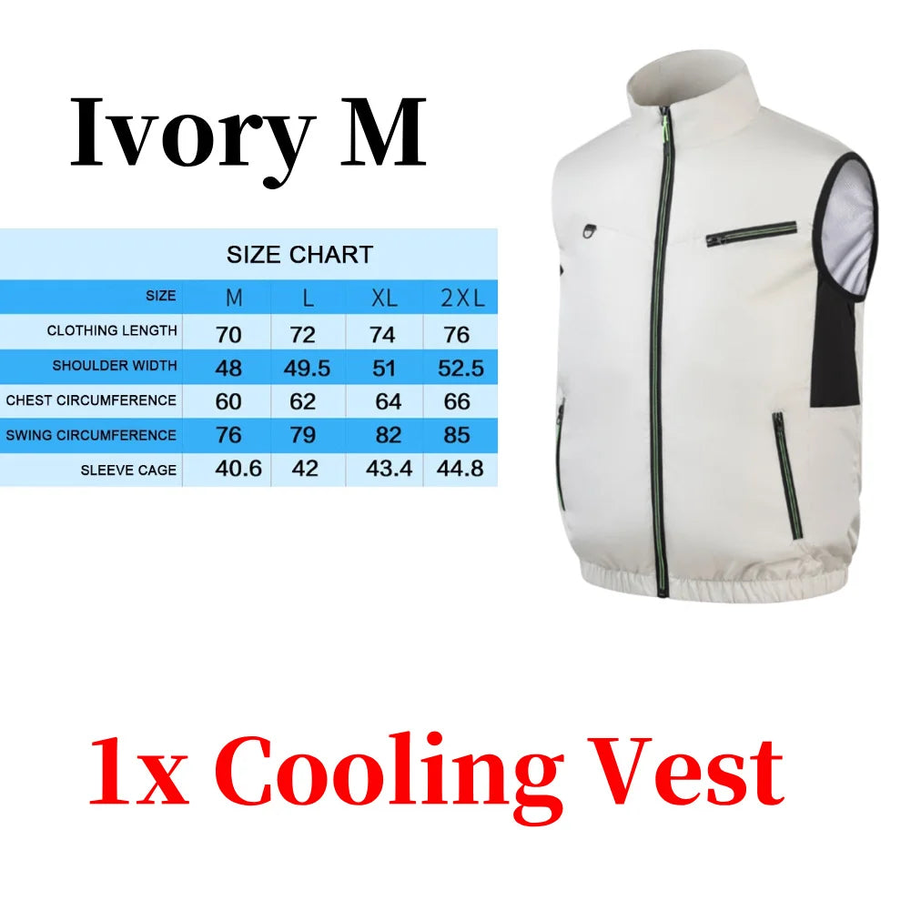 Cooling Vest Ice Fan Vest Heat Resistant for Summer Camping Fishing Hot Weather Work Fishing Vest Hiking Air-conditioned Clothes