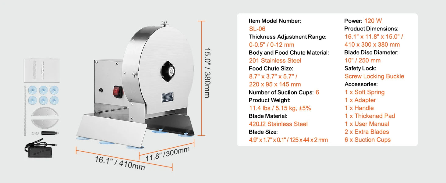 Electric Vegetable Slicer 0–12mm Adjustable Stainless Steel Cutter