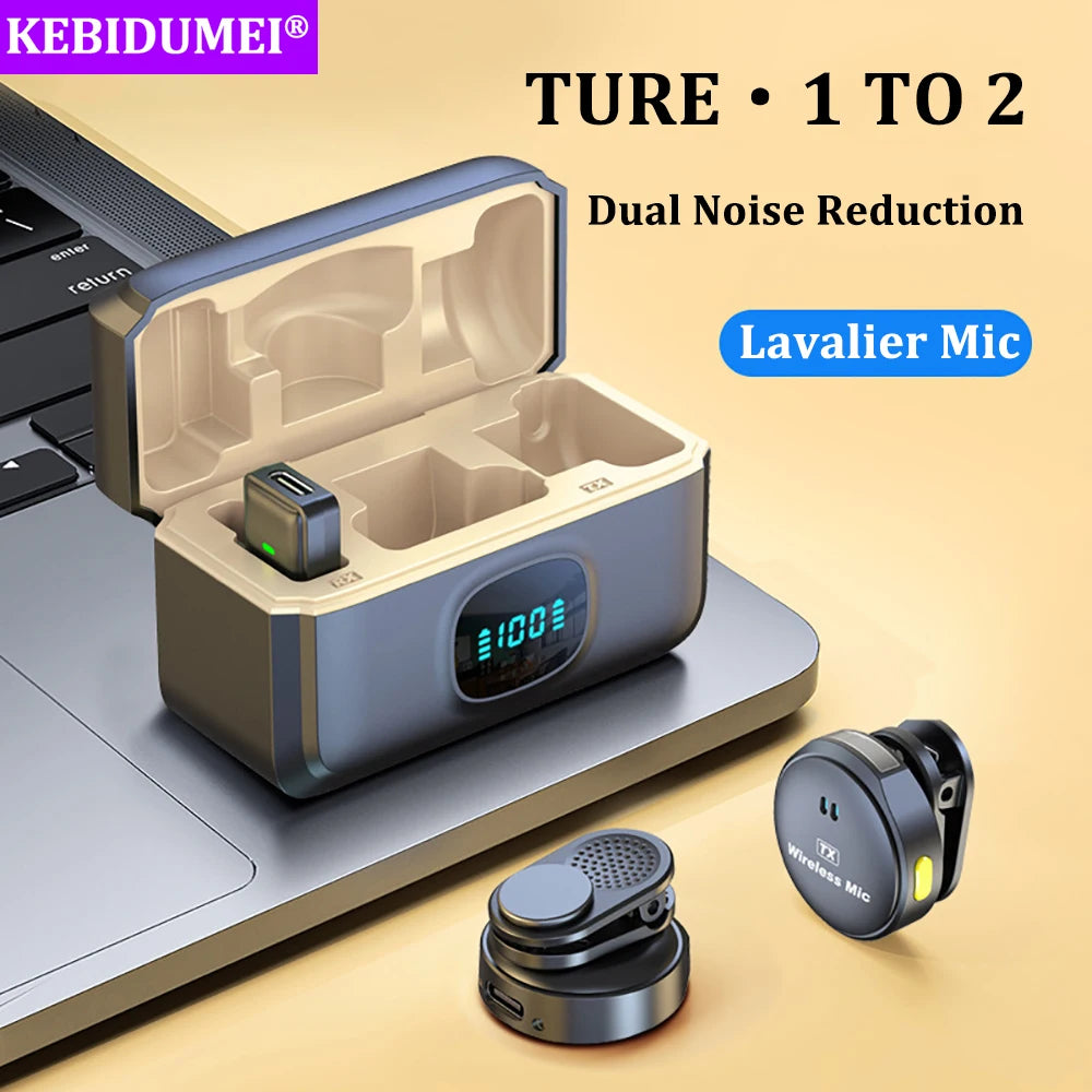 Microfono lavalier a 2.4 GHz con custodia di ricarica