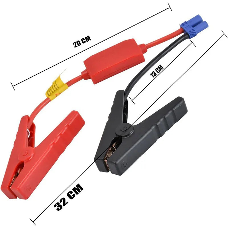 12 V startkabel med klemmer og EC5-stik