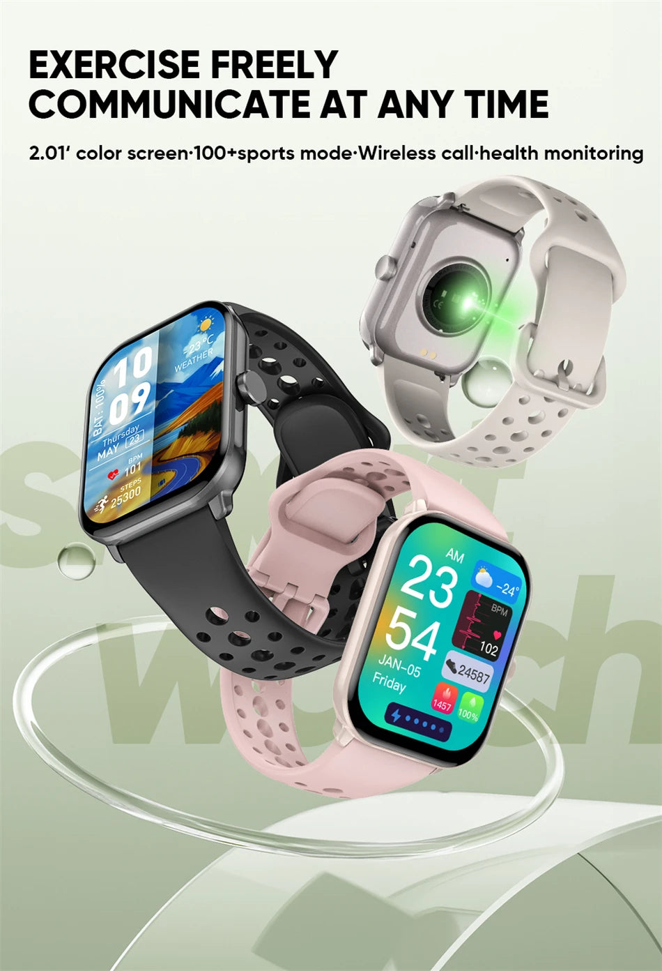 Ceas inteligent cu apelare Bluetooth de 2,01 inch pentru Android și iOS