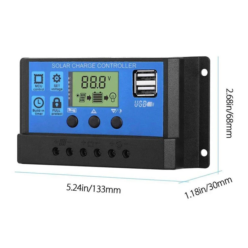 12/24 V:n PWM-aurinkolataussäädin - 10 A tai 30 A