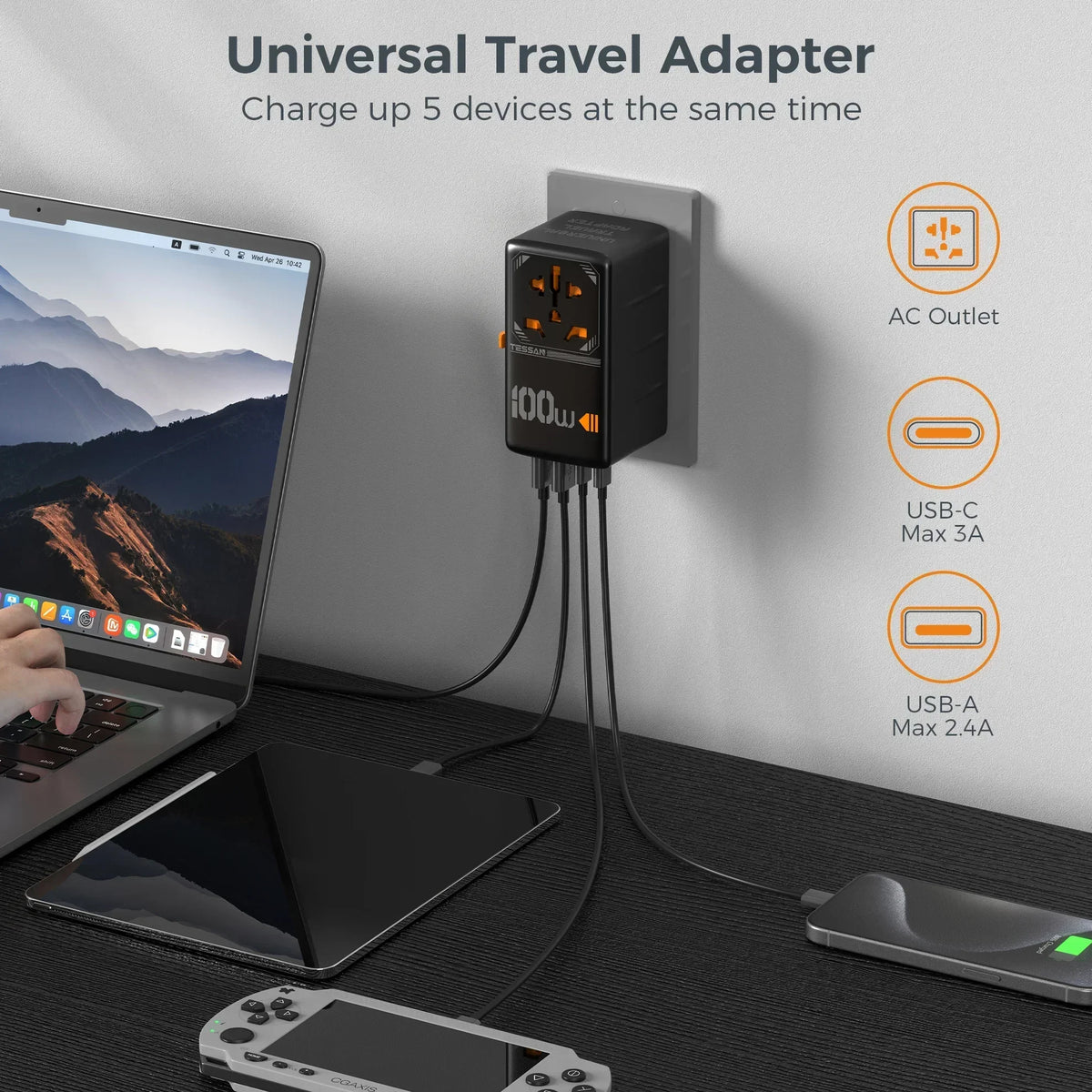 Universal Travel Adapter - USB Power Options