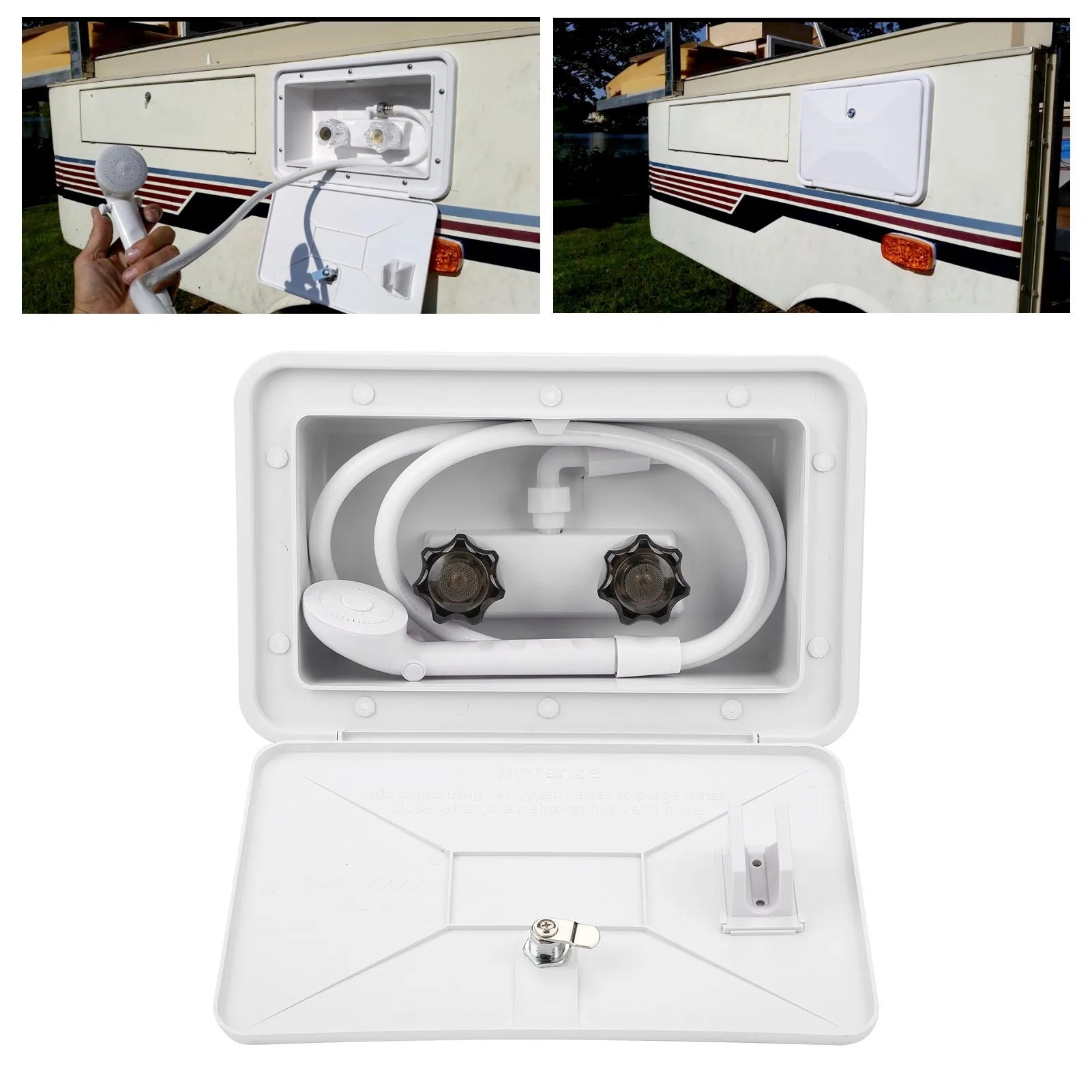 RV Exterior Shower Box Kit Outdoor Washing Kit With Lock For Boat Yacht Camper Motorhome