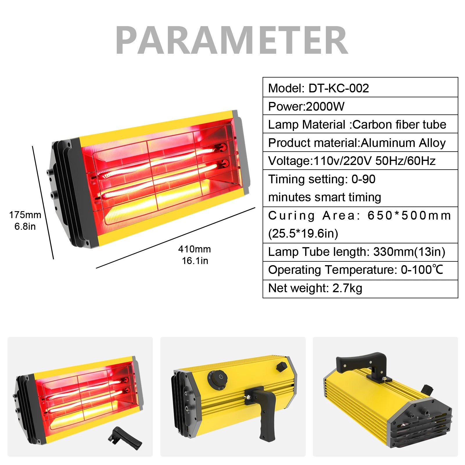 1000W Infraroodverf Uithardingslamp voor Auto Lichaamdrogen