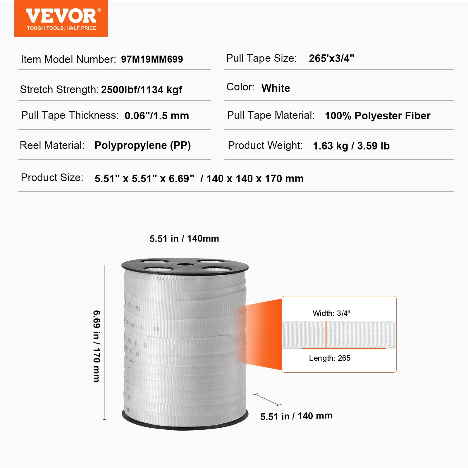 Polyester Pull Tape Flat Rope for Cable Pulling and Conduit Work