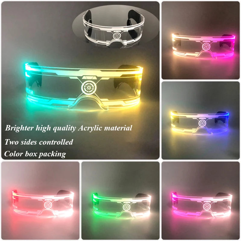 Cool Luminous Colorful LED Light Up Glasses Glowing Neon Light Flashing Party Glasses For Nightclub DJ Dance Party Decor