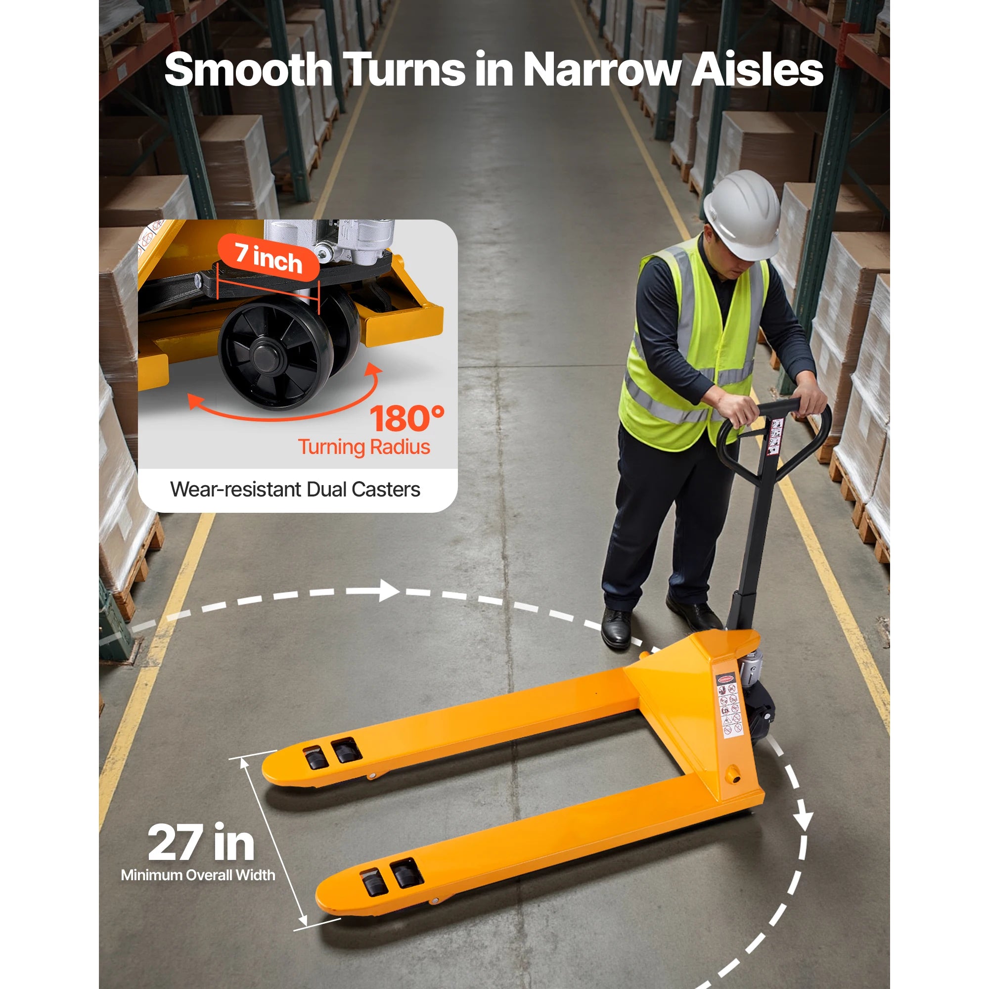 5500 lbs Manual Pallet Jack Heavy Duty 3.35–7.1 in Lift Range
