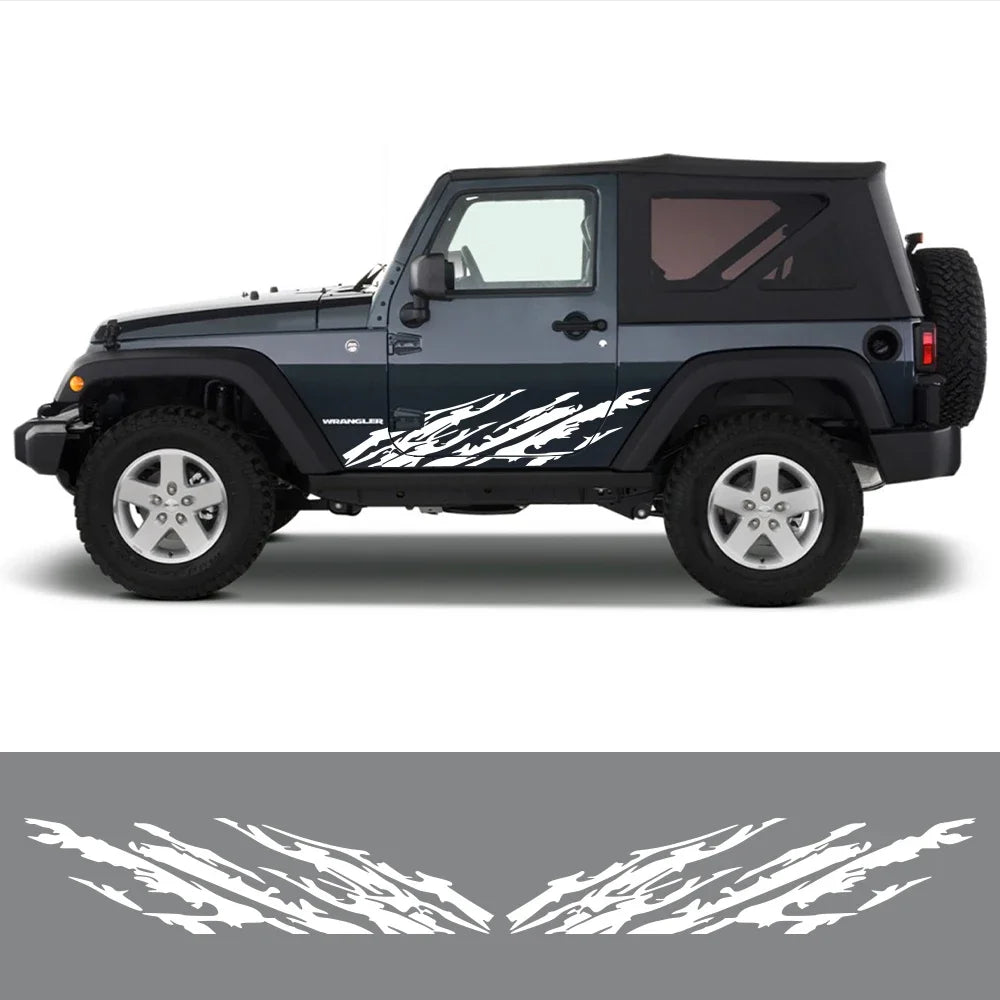 For Jeep Wrangler JK JL TJ YJ Car Door Side Stickers Mud Splashing Styling Vinyl Film Decals Decoration Auto Tuning Accessories