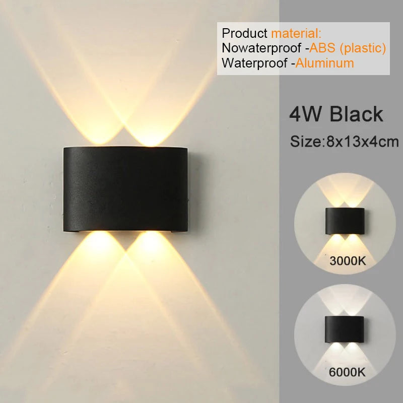 Up-and-Down LED Wall Light, Size and Finish Options