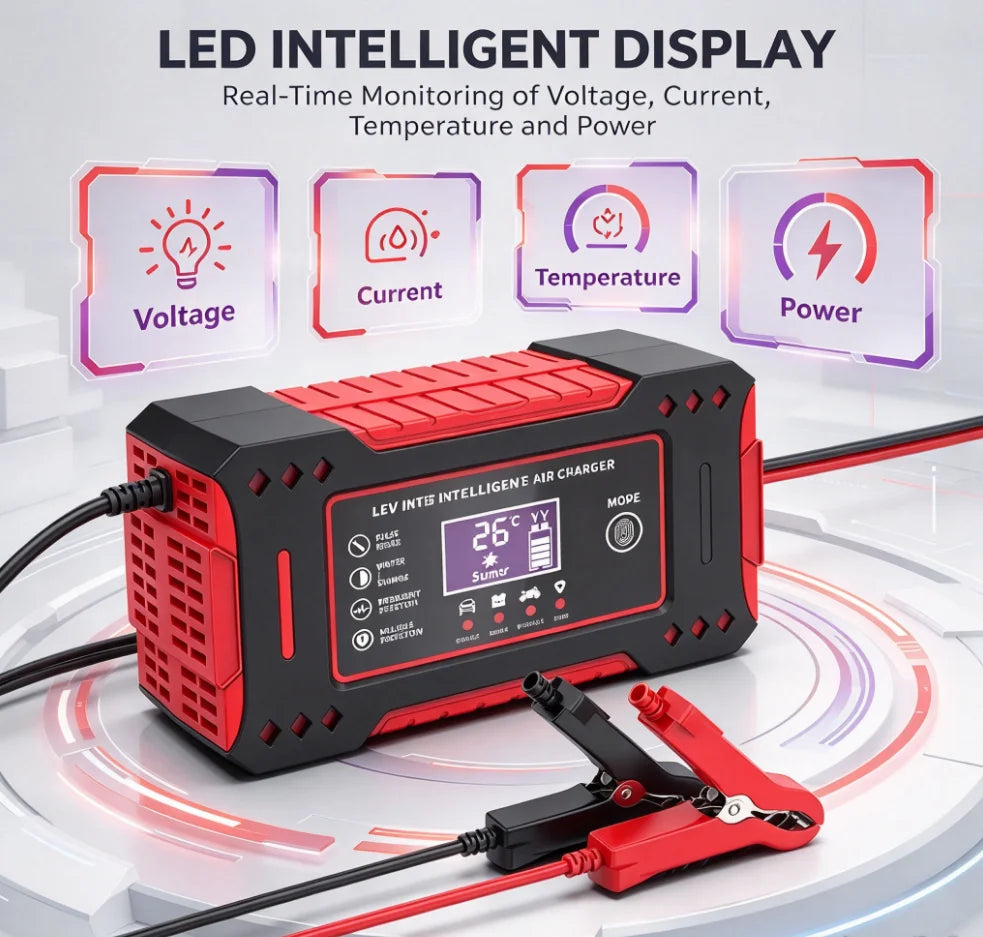 12V 6A Lead-Acid Battery Charger with LCD, EU Plug