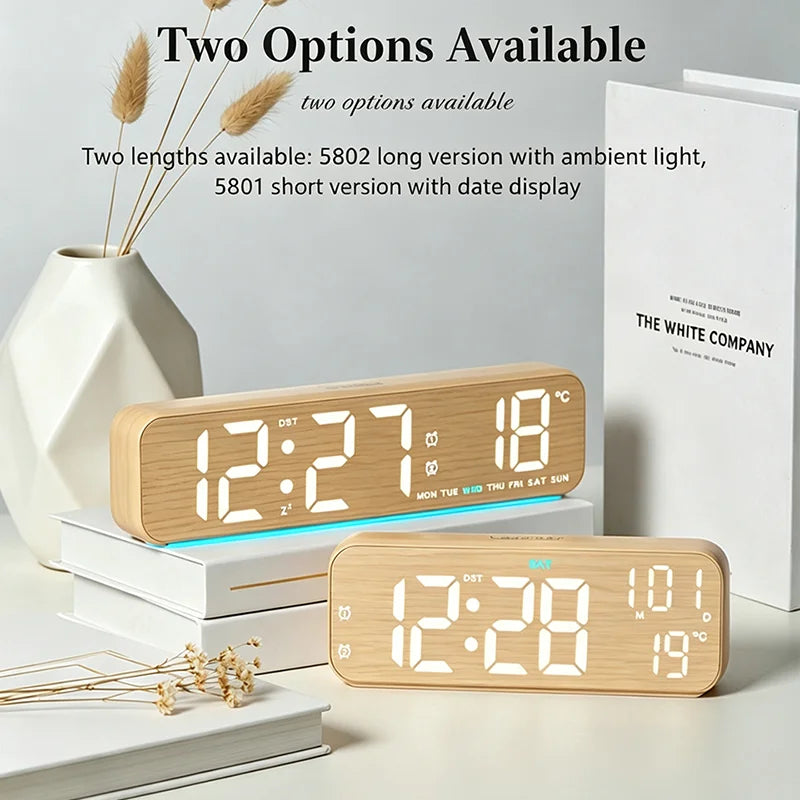 Wood-Style Digital Dual Alarm Clock
