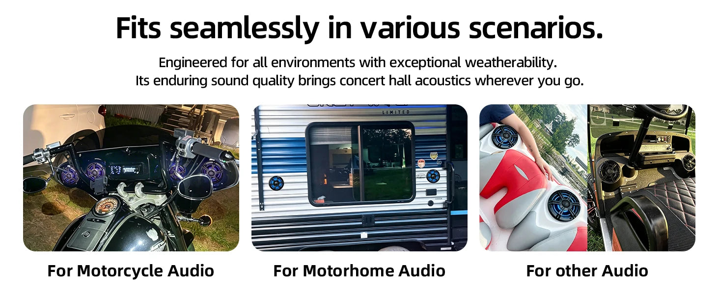 6.5 Inch Marine Coaxial Speaker with HIFI Light, IP66 Waterproof, 1pc