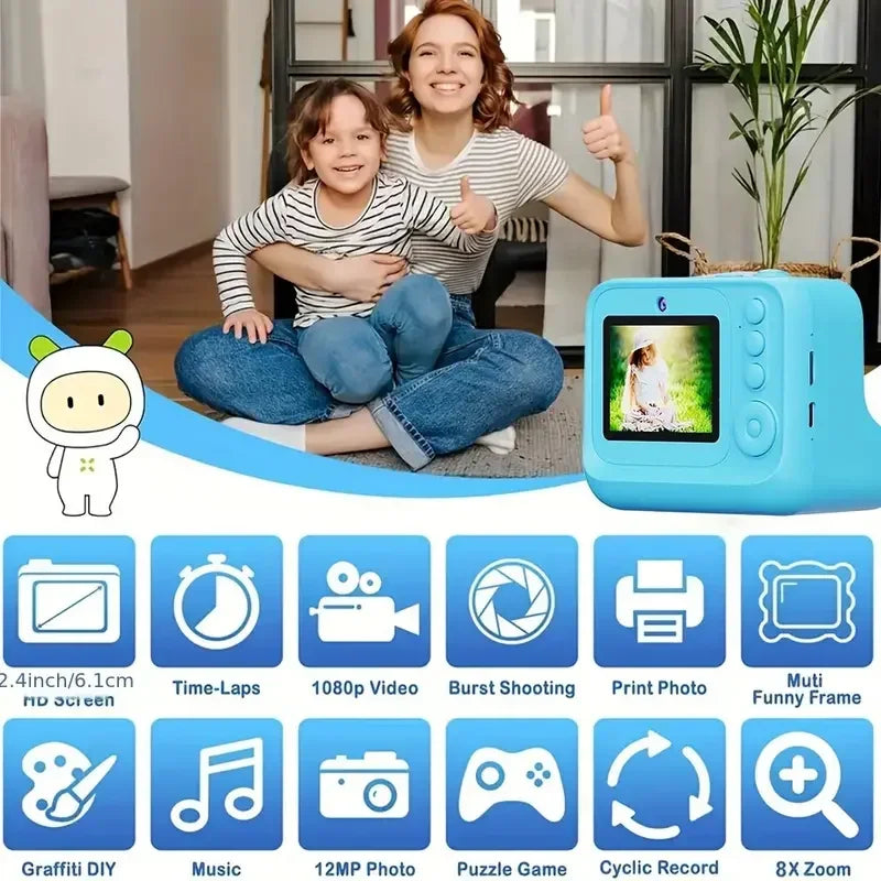 Kids Thermal Instant-Print Camera - Colour Options