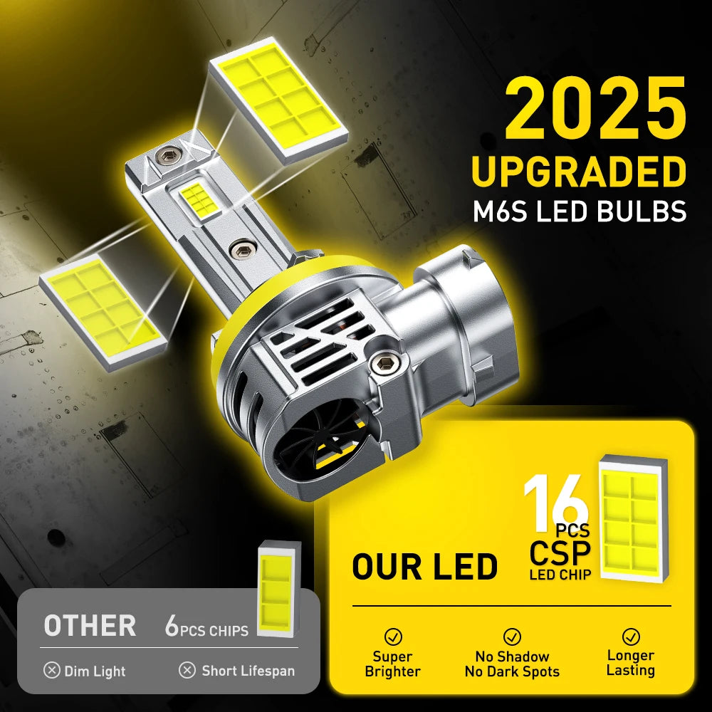 AUXITO Upgraded H11 H8 LED Headlamp Bulbs Canbus No Flickering Car High Low Beam Turbo 9005 HB3 9006 HB4 LED Headlight 30000LM