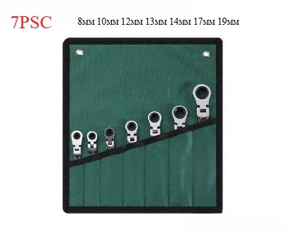 Set di chiavi combinate a cricchetto 6-32mm, kit di chiavi combinate a cricchetto con anello dentato metriche con testa flessibile e borsa in tela, set di utensili