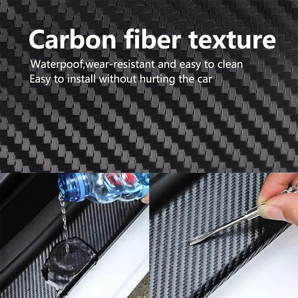 Car Door Edge Guards Door Sill Protector Black Waterproof 3D Carbon Fiber Anti Collision Film Scratch Cover Strip Stickers Tape