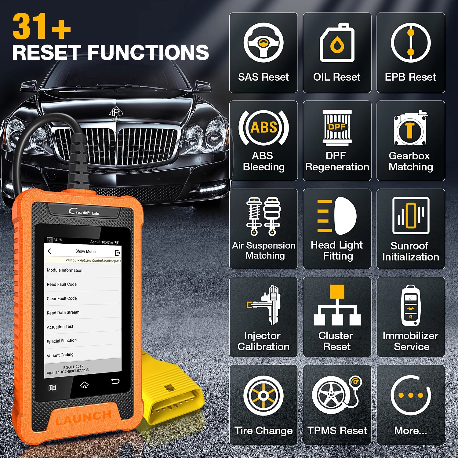 LAUNCH X431 Creader Elite OBD2 Scanner for Mercedes Full System