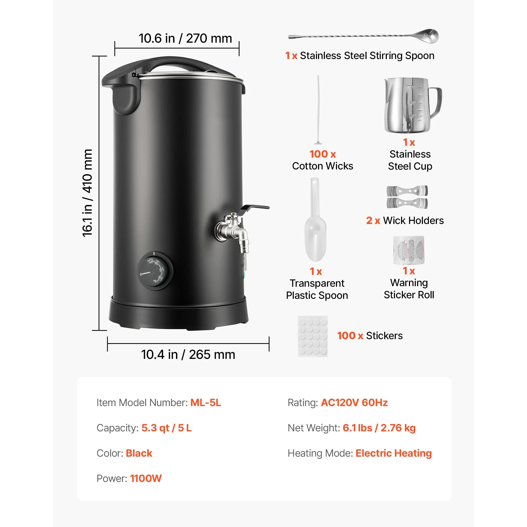 Wax Melter for Candle Making with Fast Heating & Easy Pour Spout