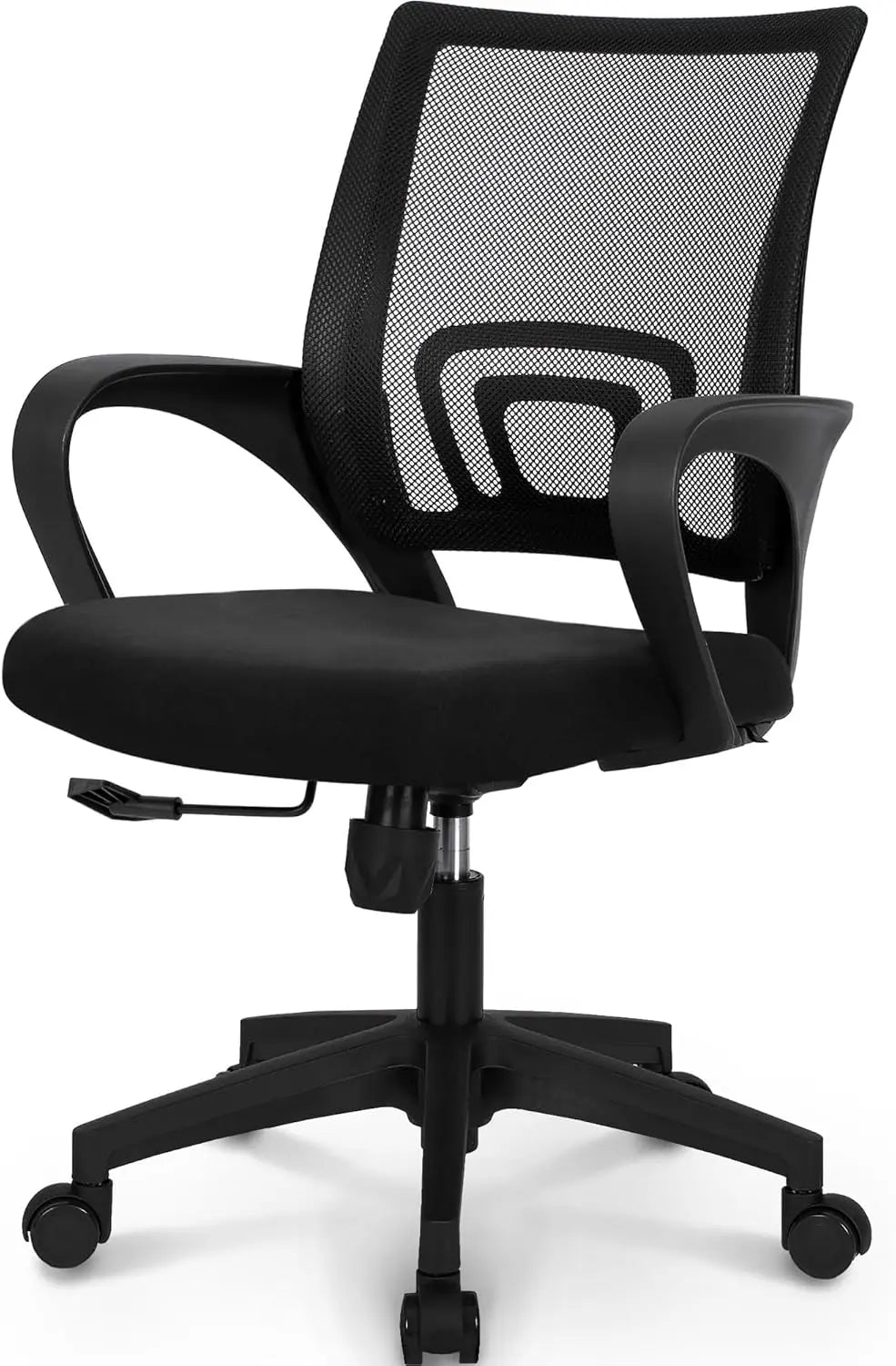 Black Mesh Office Chair with Lumbar Support, Swivel & Adjustable Height