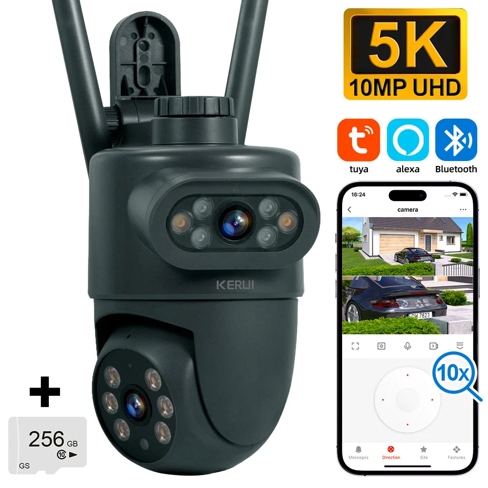 5K 10MP WiFi PTZ Outdoor Dual Lens Security Camera