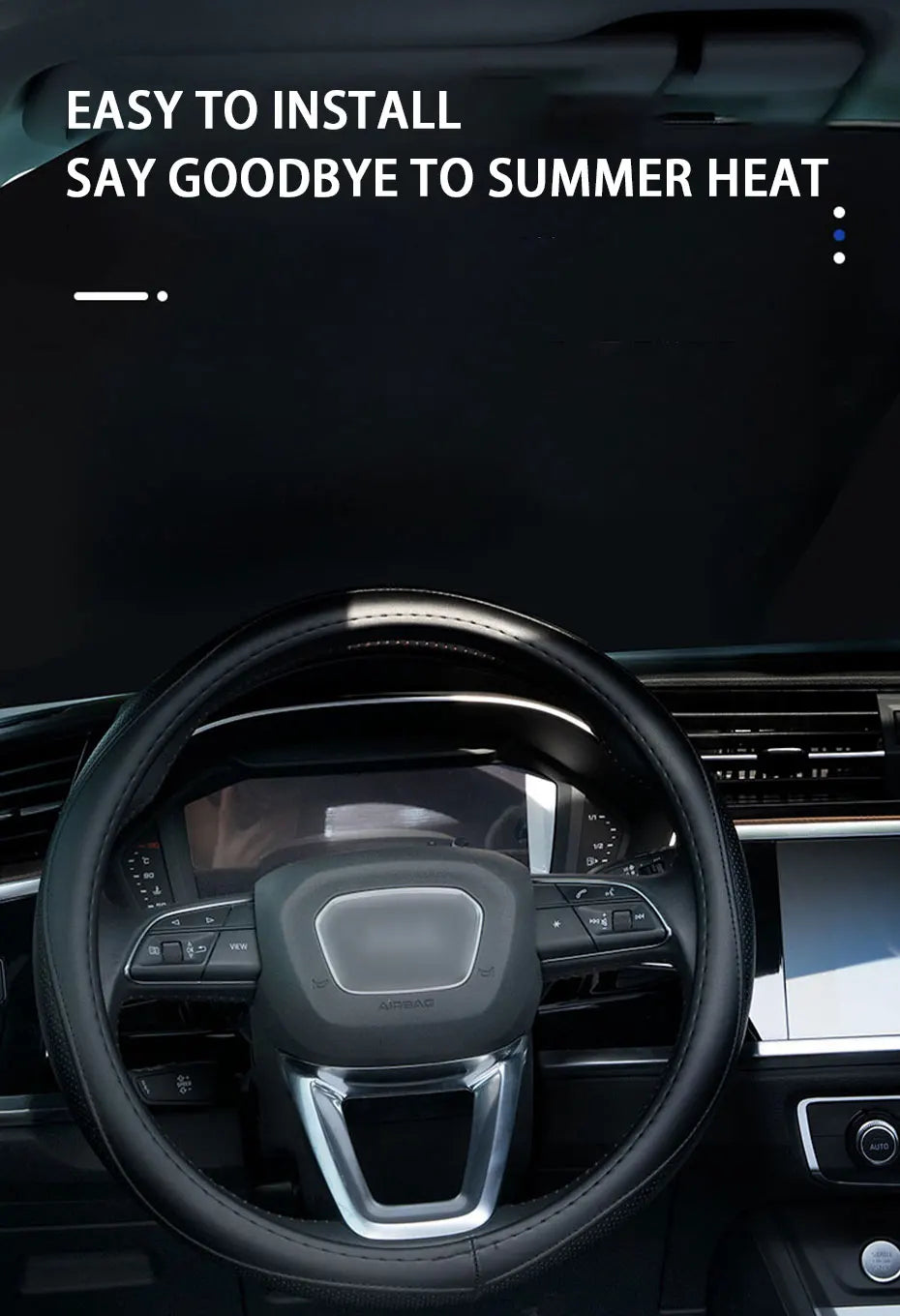 SEAMETAL Telescopic Car Sun Shade Hidden Windshield Sun Protection Cover UV-Blocking Privacy Curtains 72-140cm Adjustable Width