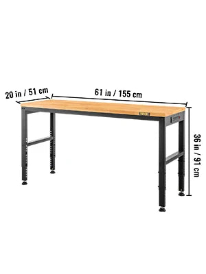 Adjustable Garage Workbench 2000 lbs Hardwood Top Work Table