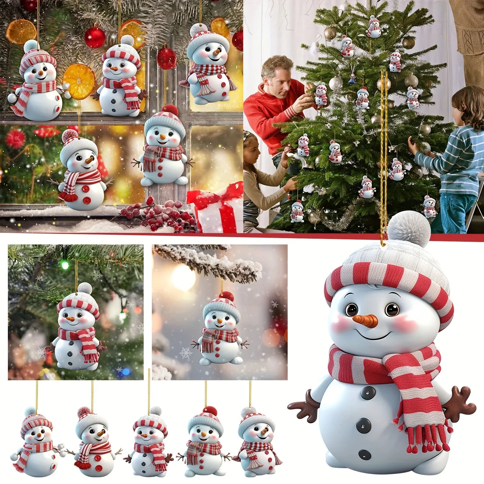 Festive 5-Pack Acrylic Snowman Ornaments