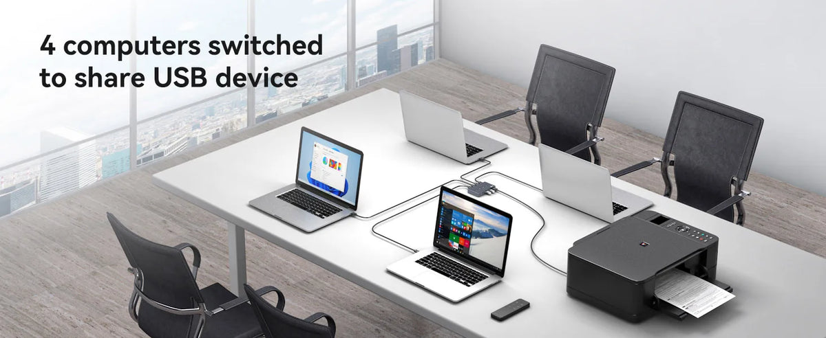 Four-Computer USB Peripheral Sharing Switch